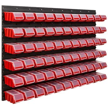 Стелажі для майстерні зі складськими коробками 117 x 78 см 66 коробок Настінна полиця зі штабелюваними коробками - Стінові панелі Надміцна полиця для контейнерів Інструменто-панелі з перфорованою дошкою Полиця для зберігання Полиця для гаража (3)