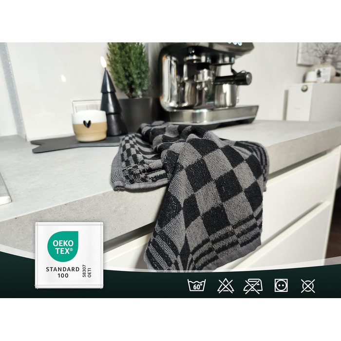 Набір з 4 бавовняних кухонних рушників розміром 50x50 см - добре поглинають вологу та зносостійкі - можна прати при температурі до