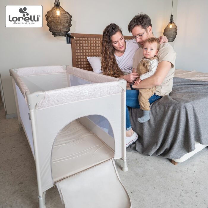 Дитяче ліжечко Lorelli Baby Travel Cot, дитяче ліжечко та манеж 2 в 1 Torino з боковим входом, ліжечко від народження до 15 кг, складне, включаючи сумку для перенесення, зелене