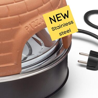 Піч для піци Emerio PIZZARETTE Оригінальна теракотова глиняна витяжка ручної роботи з тепловідбиваючим екраном Запатентована конструкція для сімейних розваг Mini Pizza для 6 осіб Веселощі Зірка No1 ПО-115984.8