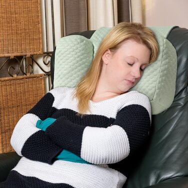 Подушка для шиї MABOZOO для крісел-реклайнерів з кишенею, подушка для підголівника для полегшення болю в шиї та підтримки шийного відділу хребта, подушка для голови-реклайнера для тих, хто спить на боці вдома, в офісі або під час подорожей, світло-зелена