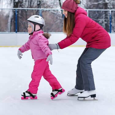 Пара регульованих ковзанів для малюків - подвійні ковзани з ремінцем для кріплення, взуття для катання на ковзанах для малюків, початківців, дітей, юніорів, рожеві, 1