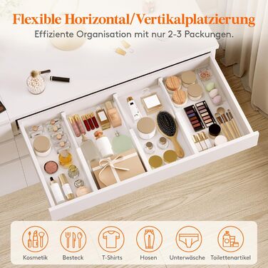 Набір із 8 регульованих роздільників для шухляд Lifewit, органайзери-роздільники для внутрішньої довжини 2840 см та висоти &gt6 см, для спальні, кухні, столових приборів, шаф, письмового столу, системи організації шухляд, білого кольору, 8 висоти 6 та дов