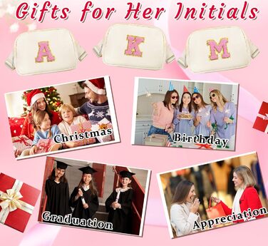 Маленька сумка на пояс з нашивкою з ініціалами, регульований ремінець для жінок, підлітків, дівчат, бігу, подорожей, спортзалу, по