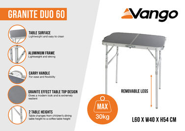Стіл кемпінговий Vango Granite Duo 60 Excalibur (TBNGRANITE27065)