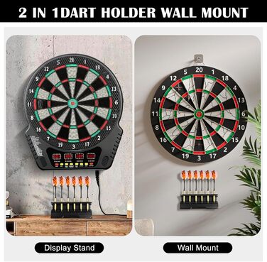 Дерев&39яний тримач для дротиків 2-в-1 та настінне кріплення Декоративний тримач для дротиків Презентаційна стійка для дротиків Кріплення для дротиків для домашнього використання Чорний 15 x 3,7 x 5,8 см