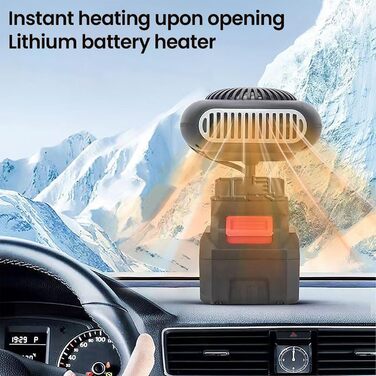 Автомобільний обігрівач з акумулятором, міні-додатковий обігрівач, акумуляторний вентилятор-обігрівач з 2 режимами (30-80C), захистом від перекидання та USB-портом, швидким нагріванням, антиобледенителем, підігрівом вікон автомобіля (акумулятор 2000 мАг*2