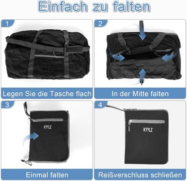 Складана дорожня сумка об&39ємом 85 л для жінок та чоловіків, ручна поклажа, велика дорожня сумка з відділенням для взуття та кількома кишенями, спортивна сумка для подорожей, спорту та відпусток (чорна)