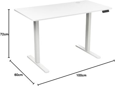 Стіл FlexxPro з регульованою висотою 3 розміри та 2 кольори Безперервна робоча поверхня Включно зі світлодіодною панеллю керування та системою керування кабелями Електричне регулювання та ергономічний 100x60 см, білий