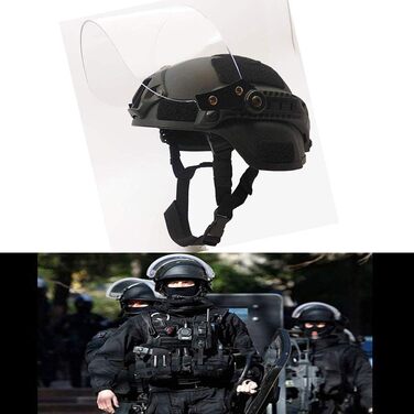 Шолом Airsoft Mich 2000 Quick з кріпленням для ПНВ та окулярами. Чорний