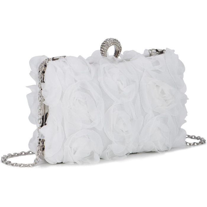 Клатч жіночий Blumen з ланцюжком, білий ідеальний аксесуар для вечірніх та урочистих подій