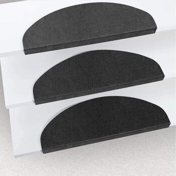 Набір із 15 самоклеючих килимків для сходів, нековзні, захисні килимки для сходів, підходять для дітей, людей похилого віку та домашніх тварин, 65 21 см, чорна сітка