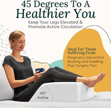 Бамбукова подушка для ніг Zen - подушка для ніг, стоп та колін для підняття та полегшення - зручна клиноподібна подушка для ліжка та дивана - чохол, який можна прати