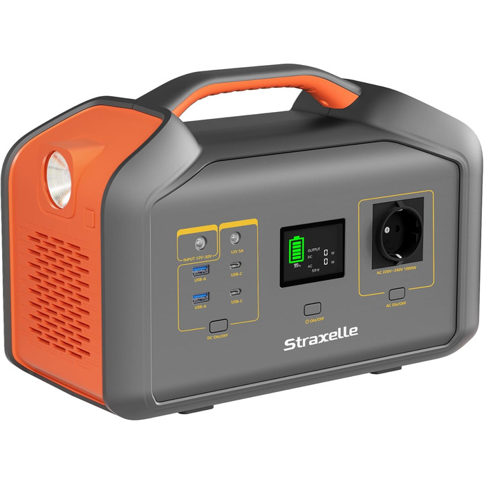 Портативні генератори 1000 Вт (пікова потужність 2000 Вт) Портативна електростанція Сонячний генератор з акумулятором MPPT 808,08 Втгод, швидка зарядка 150 Вт, РК-дисплей для кемпінгу, відпочинку на природі, подорожей, надзвичайних ситуацій, у дорозі