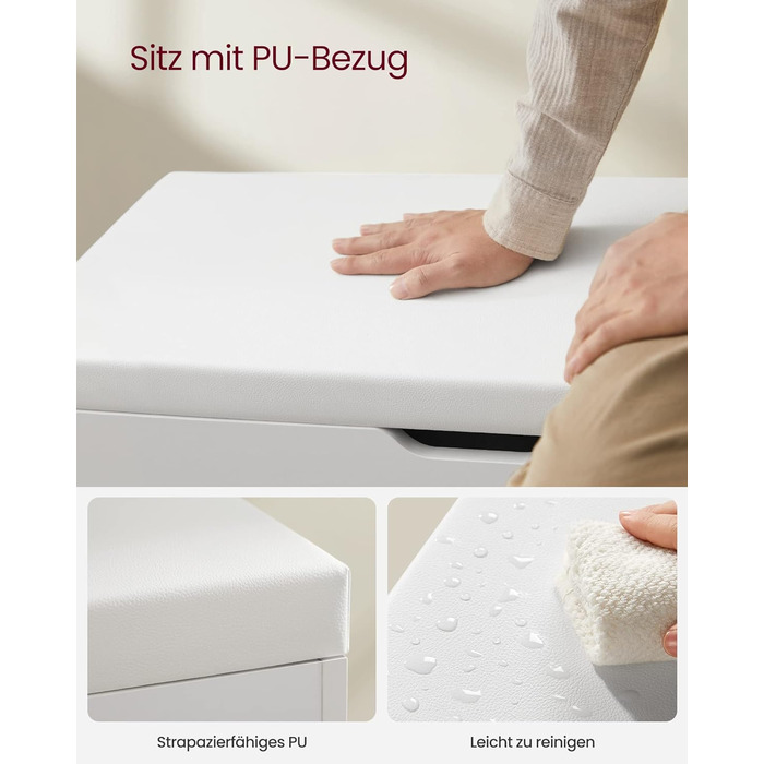 Підставка для взуття VASAGLE з сидінням, лавка з місцем для зберігання, м'яка, 3 відкритих відділення, відділення під подушкою сид