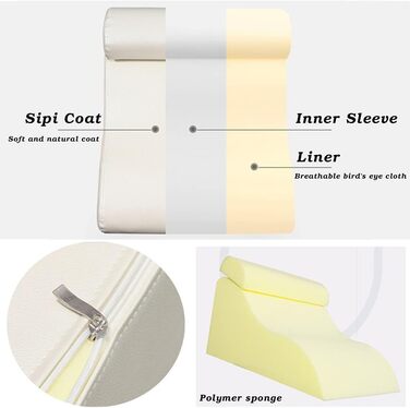 Подушка для спинки узголів&39я ліжка, диванна подушка, опорна подушка для спини, поперекова подушка, опорна подушка для спинки ліжка, дивана, подушка для читання, шкіряна губчаста клиноподібна подушка для літніх чоловіків, чорна - 553060 см