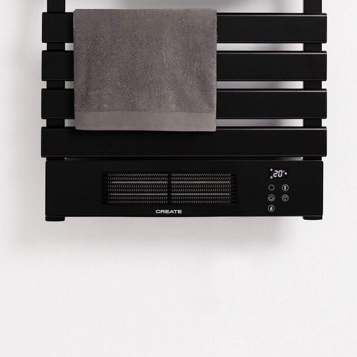 Радіатор для ванної кімнати чорного кольору з інфрачервоним обігрівачем та пультом дистанційного керування / 1013x55 см / WiFi, низьке енергоспоживання, 1500 Вт без полиці чорного кольору