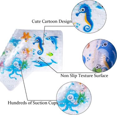 Нековзний килимок для душу для дітей, килимок для ванни та килимок для ванної кімнатиКилимок для душу з мультяшним дизайном 89 x 4