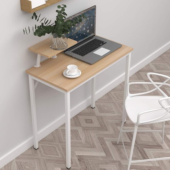 Комп&39ютерний стіл Невеликий робочий стіл Офісний стіл з дерев&39яного композиту та металевого каркасу, з підставкою, стіл для ПК та ноутбука Навчальний стіл для дому та офісу, 80 * 40 см, світлий дуб