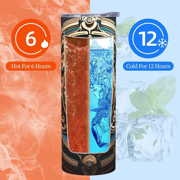 Кухоль з прямою трубочкою, 590 мл, стильний дизайн спорядження в стилі стімпанк, дорожній кухоль з принтом, підходить для кемпінгу, офісу та дому.