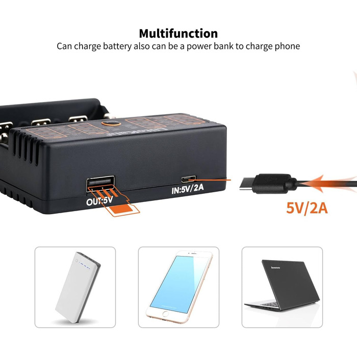 Зарядний пристрій для акумуляторів 18650, зарядний пристрій LiitoKala Lii-402 з 4 відсіками, зарядний пристрій підтримує USB-вихід для літій-іонних акумуляторів 26650 17500 10440, Ni-MH/Ni-Cd AA AAA