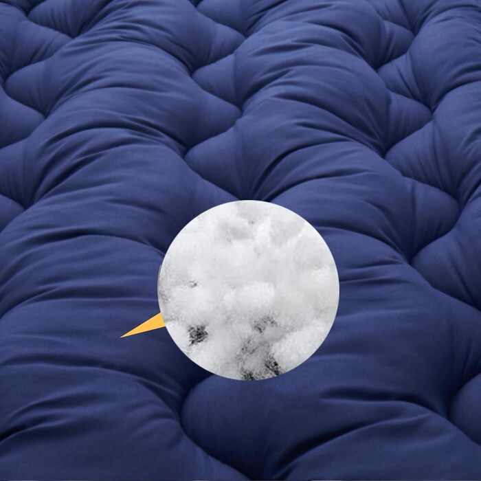 Матрац для кемпінгу (190 x 75 см), бавовняний килимок для похідного ліжка, стьобаний килимок для сну для кемпінгу, килимок для сну, бавовняний килимок для сну, що згортається та складається, портативний темно-синій