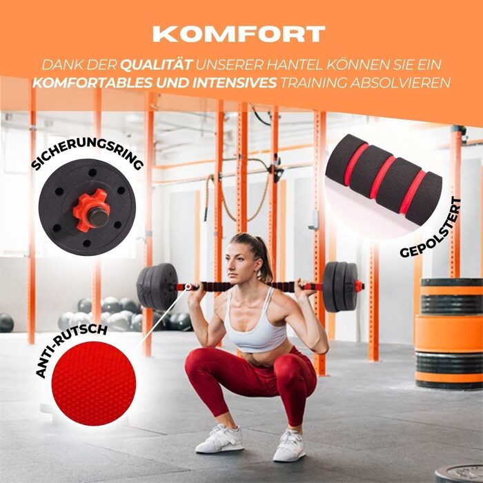 Набір регульованих гантелей 2 в 1 ExtenFit 2–20 кг з дисками та подовжувальною штангою, для домашніх та мобільних тренувань