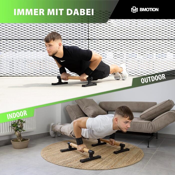 Низькі дерев&39яні паралети Mller & Blum преміум-класу з бандажами для зап&39ястя, стійкими та нековзними ручками для віджимань, ідеально підходять для віджимань та стійки на руках, турнік для віджимань, обладнання для калістеніки