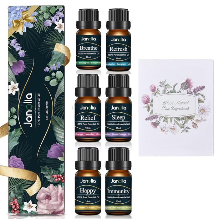 Набір ефірних олій Janolia, пакет оновлення, набір чистих натуральних ароматичних олій для розслаблення дифузора покращують сон