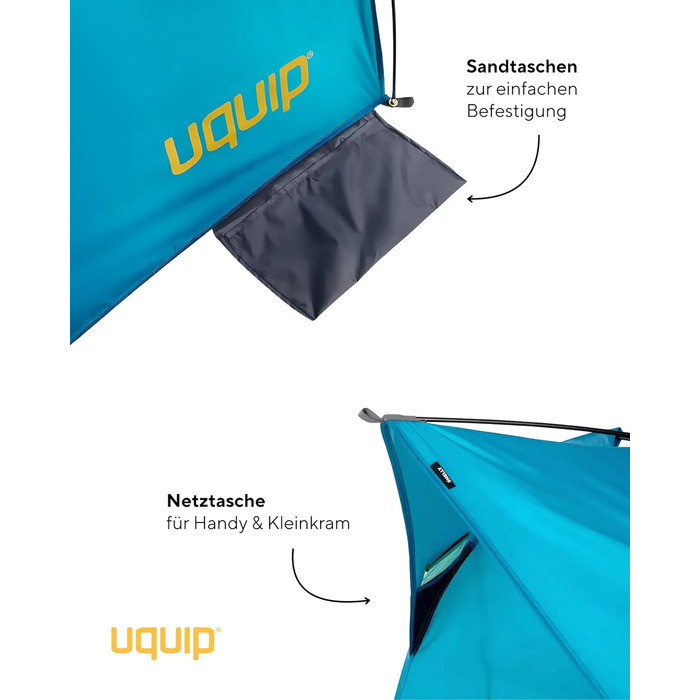 Пляжний намет Uquip Shelly Beach Shelter I UPF 50 для захисту від сонця, вітру та дощу I Портативний пляжний намет I Ідеально підходить для пляжу, кемпінгу та пікніків, один розмір, бензиновий