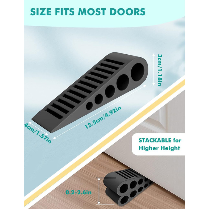 Дверний клин для підлоги, нековзний, міцний і важкий, гумовий дверний клин, гумові клини для всіх поверхонь