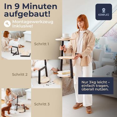 Круглий дерев&39яний журнальний столик ПЕРЕМОЖЕЦЬ ТЕСТУ з 3 полицями Край, що запобігає падінню, натуральний колір, декоративний столик та підставка для рослин для вітальні та спальні, високий столик поруч із диваном, ліжком та диваном