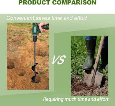 Бурильник для саду Longrun, бур для свердла та шуруповерта, ручний спіральний бур для посадки квітів та кімнатних рослин, 6,7x58 см (23x58 см)