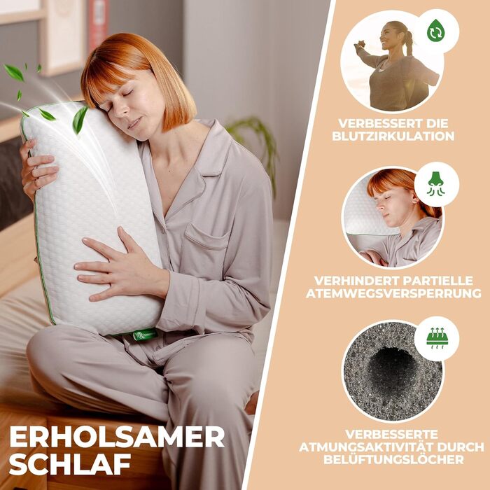 Ергономічна подушка для шиї (50x30 см), ортопедична подушка з піни з ефектом пам&39яті для здоров&39я з бамбукового вугілля з чохлом, подушка для сну на боці, спині та животі