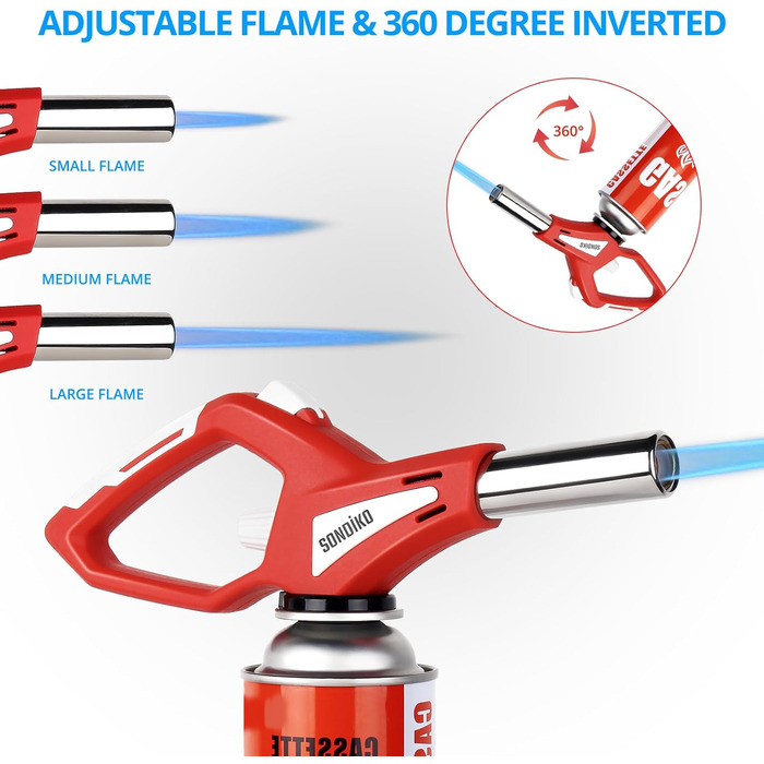 Кухонний пальник Sondiko, палаючий факел, головка кухонного пальника з регульованим полум'ям, кулінарна паяльна лампа для десертів
