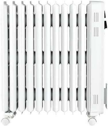 Допоміжний обігрівач для великих приміщень, включаючи 3 режими нагріву, мобільний завдяки колесам та заглибленим ручкам, обігрівач з ребристою конструкцією для рівномірного нагрівання, 2500 Вт, білий, 25M