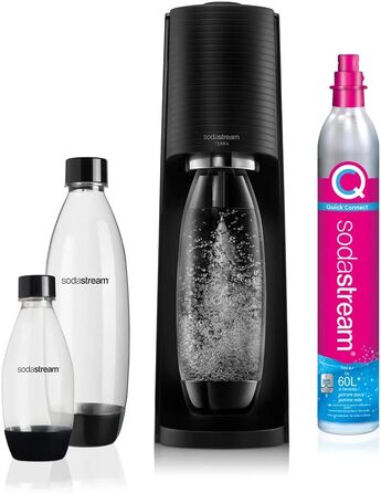 Виробник газованої води SodaStream Terra Black Value Pack x3 з 2 1 л і 1 пляшкою 1/2 л можна мити в посудомийній машині та 1 циліндром Quick Connect, акрил, чорнозем