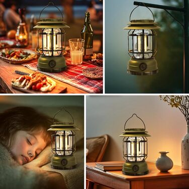 Акумуляторний кемпінговий ліхтар ExtraStar з 3 режимами, аварійне освітлення IPX4, водонепроникний для кемпінгу, походів, риболовлі, відключення електроенергії - оливково-зелений