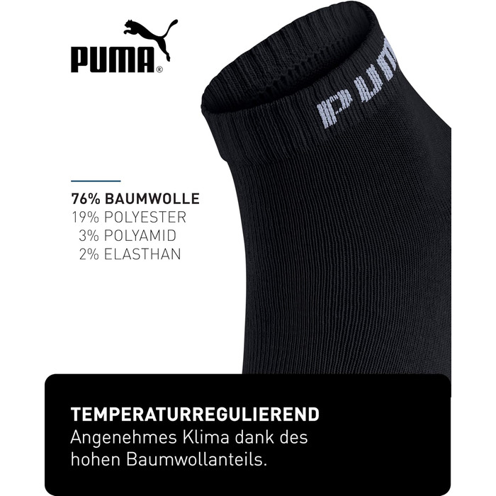 Шкарпетки PUMA Quarter Socks, упаковка з 18 пар, Statement Edition - жіночі та чоловічі розміри 43-46, чорні, білі, сірі