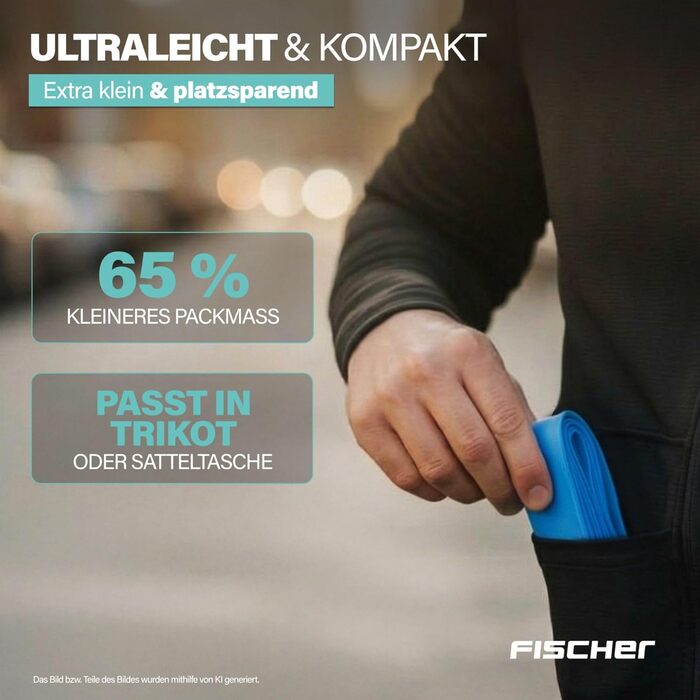Камера велосипедна FISCHER TPU для шосейного велосипеда, 28 (700x18-25C), надлегка, захист від проколів, міцна, компактна та з високою герметичністю, з вентилем Presta (французький тип)