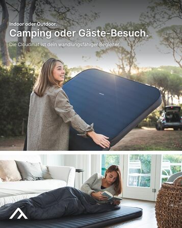 Самонадувальний надувний матрац преміум-класу - М&39який, зручний килимок для сну з м&39якою поверхнею та подвійним клапаном надування, килимок для сну для кемпінгу, подорожей або як гостьове ліжко, темно-синій - Подвійний M