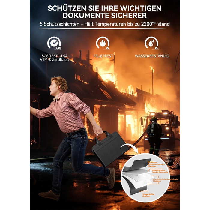 Папка для документів ABC life A4 для важливих документів, вогнетривкий футляр для документів A4 з 13 відділеннями та ручкою, папка-гармошка для сертифікатів, органайзер для проїзних документів, паспорта, чеків