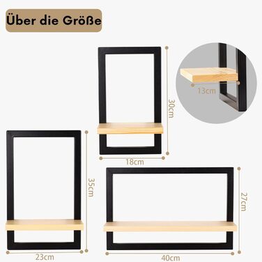 Комплект із 3 настінних полиць, плаваючі полиці для декору стіни, підвісні полиці для настінного зберігання, квадратна настінна книжкова полиця, дерев&39яна настінна полиця, підвісна полиця для спальні, вітальні, коричневий колір