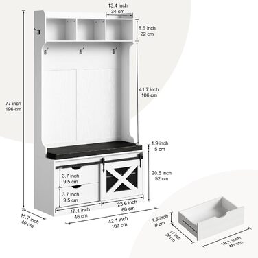 Вішалка для верхнього одягу Roomark, 6 в 1 з підставкою для взуття та 6 гачками, вішалка для передпокою з 3 верхніми полицями, під