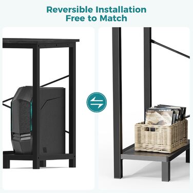 Подібний стіл OLIXIS, 50-дюймовий офісний ігровий комп&39ютерний стіл, кутовий ПК-стіл з бічною кишенею та двосторонньою полицею для домашнього офісу, навчання, письма, чорний