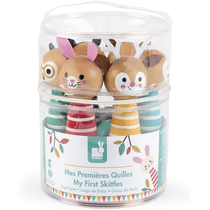 Моя перша весела садова гра Skittles, дитяча гра на свіжому повітрі, 6 Skittles та 2 дерев&39яні м&39ячі, вік 3, J03200