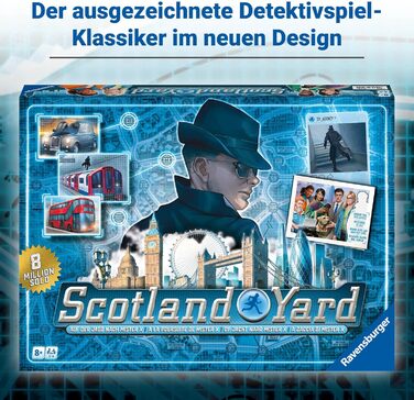 Настільна гра Ravensburger 27515 - Скотланд-Ярд - Сімейна гра, настільна гра для дітей та дорослих, Гра року, для 2-6 гравців, віком від 8 років. Новий дизайн.