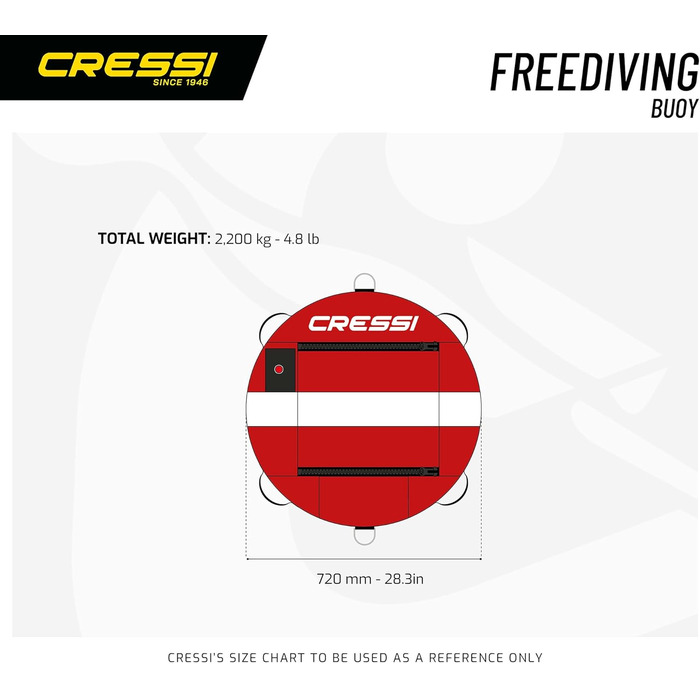 Надувний маркерний буй Cressi для фрідайвінгу та водних видів спорту, червоно-білий, унісекс