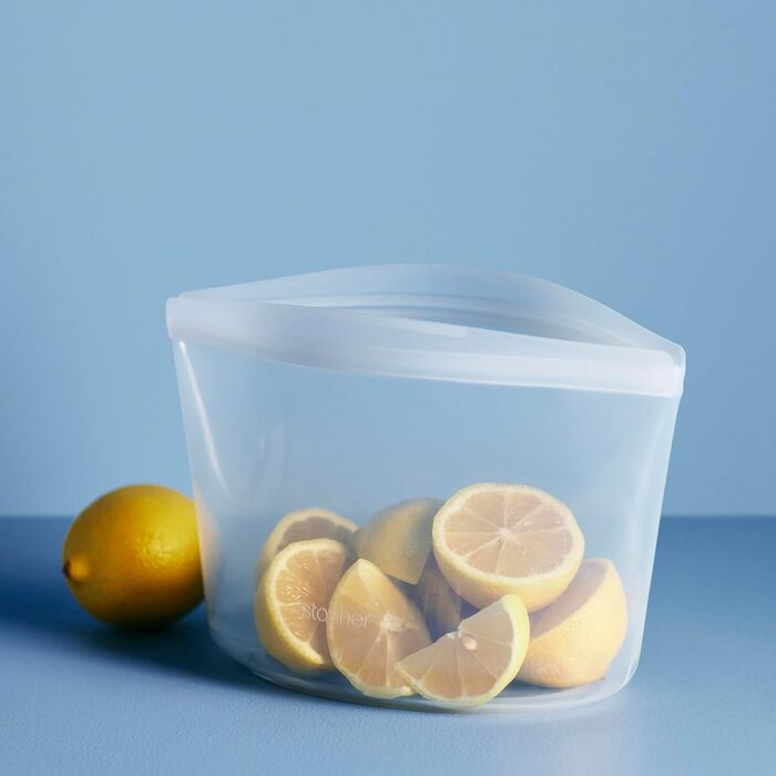 Силіконові пакети Stasher Bowl преміум-класу, багаторазові для їжі, миска на 6 чашок, прозорі, міцні, придатні для використання в духовці, посудомийній машині та морозильній камері, екологічно чисті, не протікають, ланч-пакет, 1419 мл