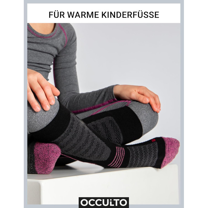 Дитячі лижні шкарпетки Occulto, 2 шт. (модель Charlie), 27-30, рожево-чорні